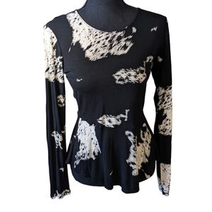 Aritzia Wilfred Peplum black and white top blouse size small